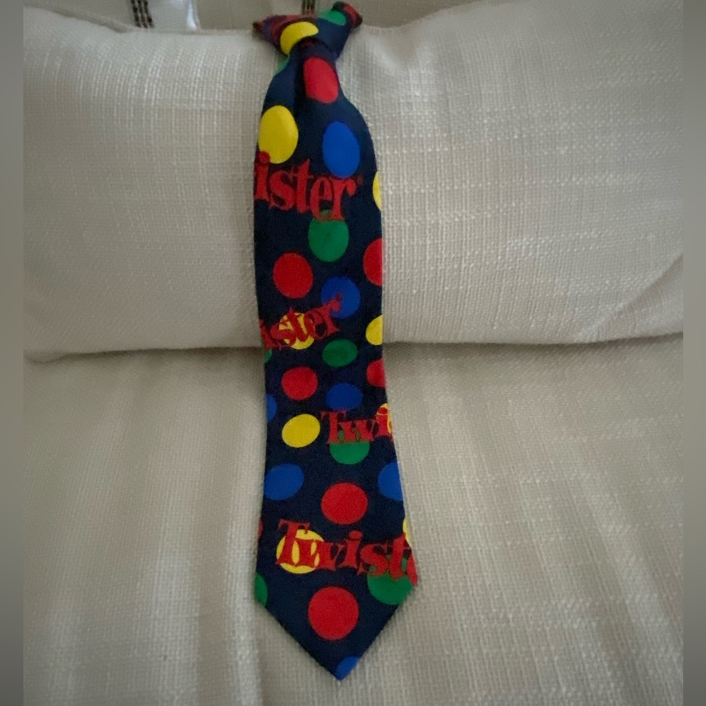 Twister Mens Vintage Neck Tie / Black w Yellow Red Blue Green Polka Dots /Hasbro
